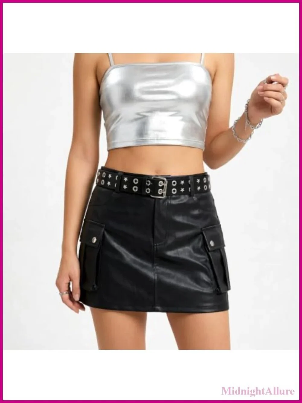 3 Pc Studded Belt Set Y2K Star Waist Punk Goth Metal Buckle Adjustable